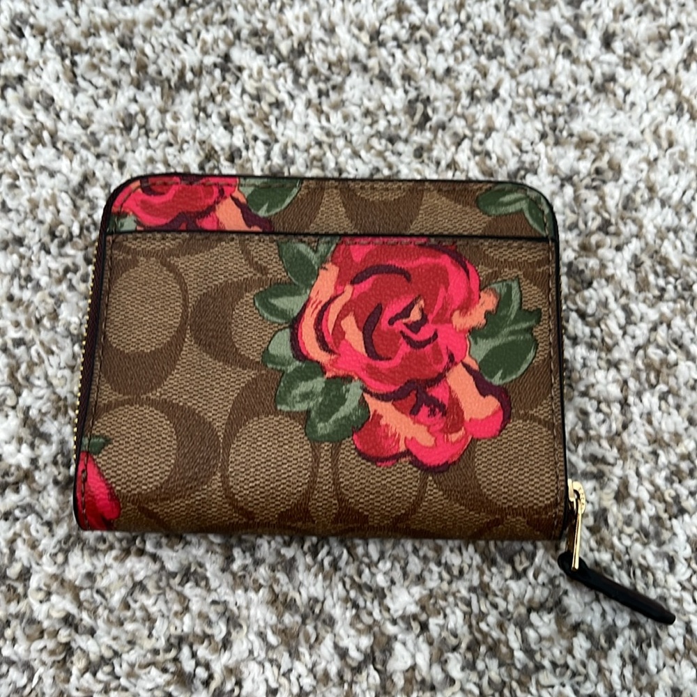 Coach Zip Wallet – Signature Logo with Floral Design - Picture 2 of 3